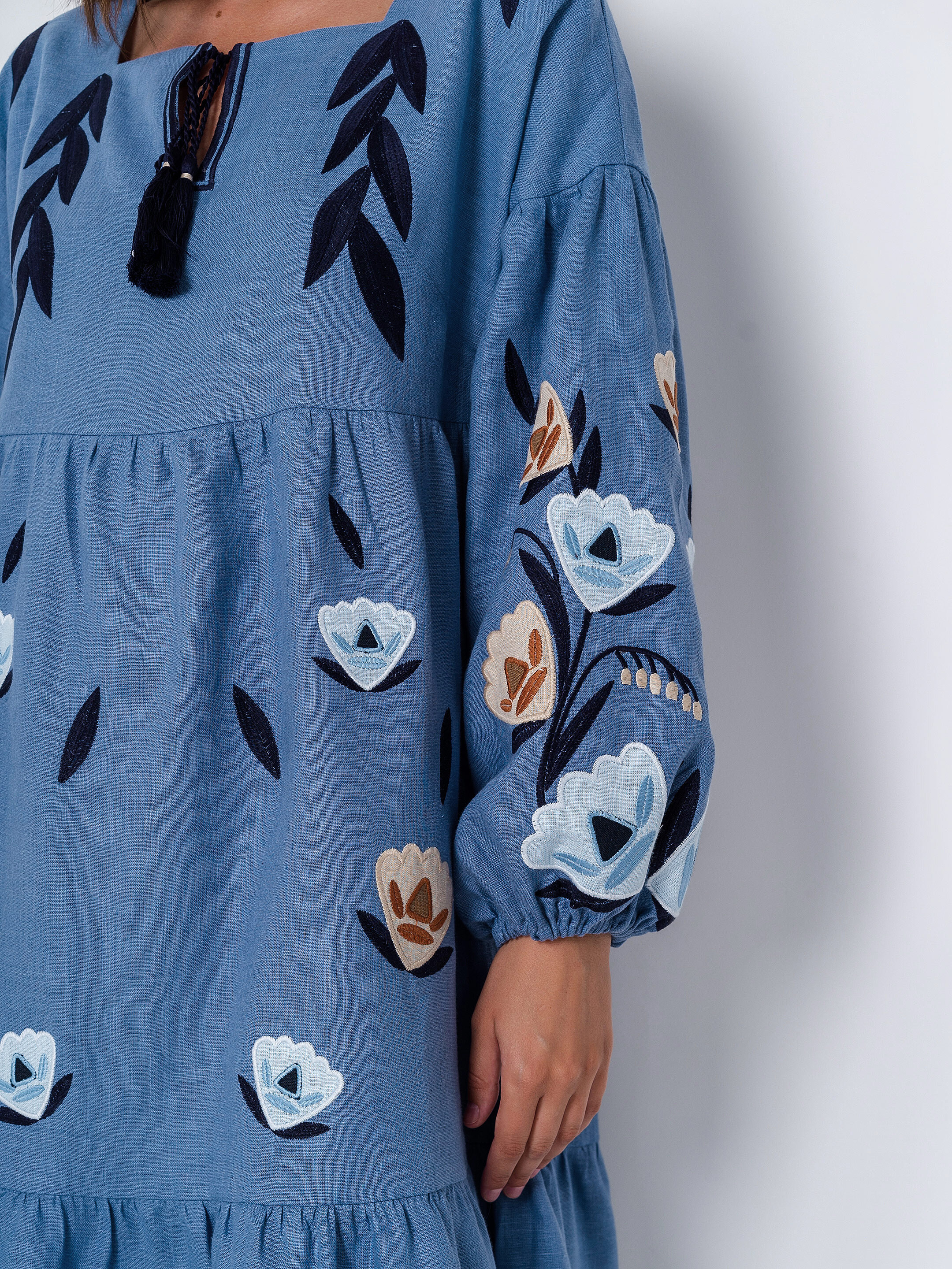 Лляна міді сукня широкого крою Kazka Blue ціна