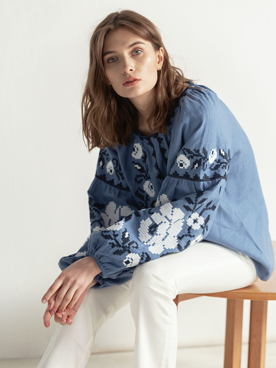 Блакитна лляна вишиванка FLOW 2 [0]