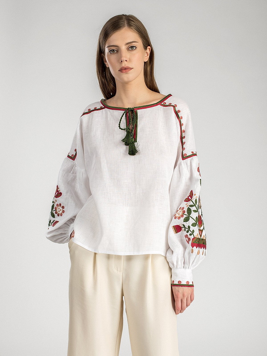Біла жіноча вишиванка East Bird [0]