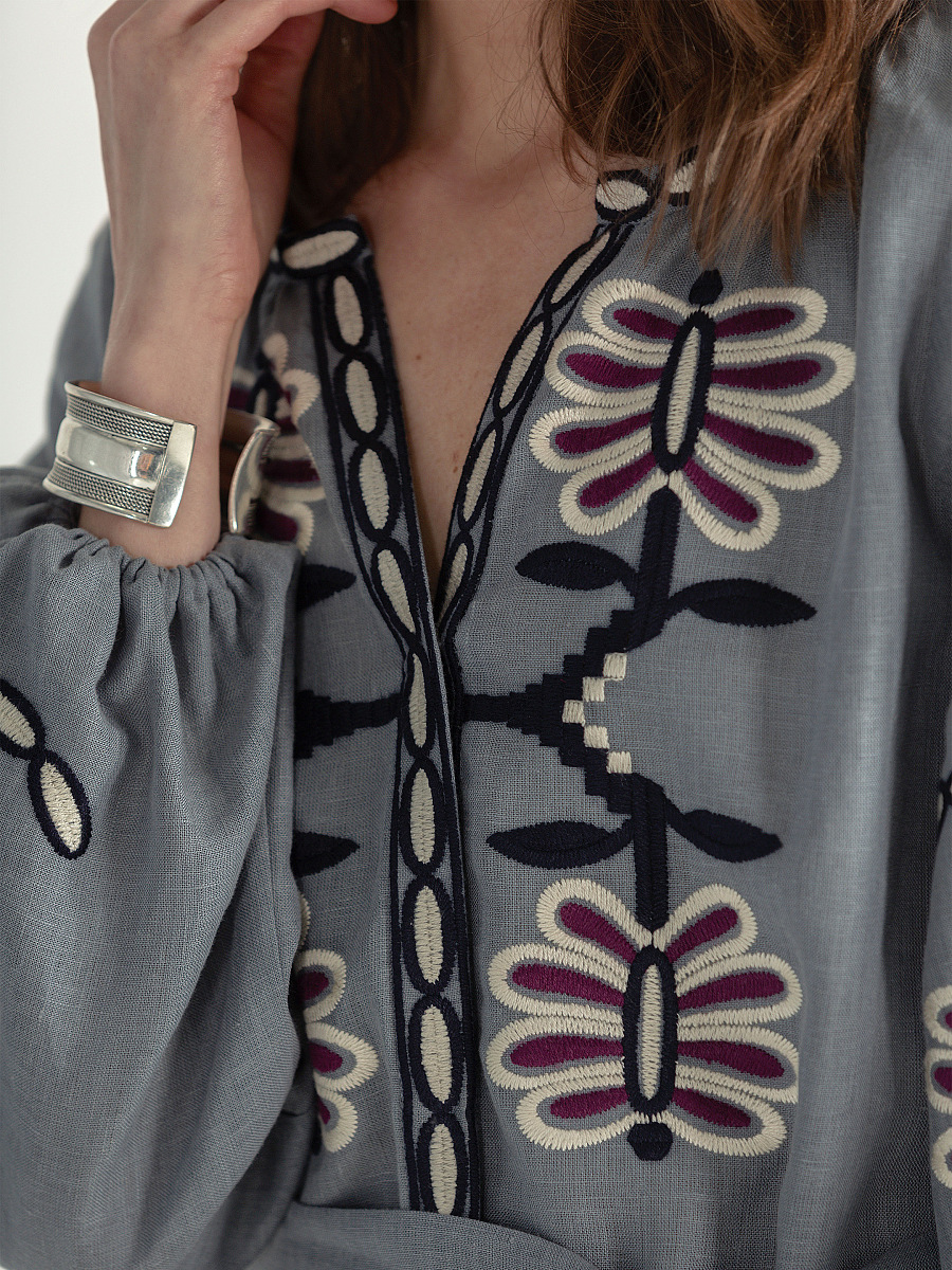 Лляна міді сукня з вишивкою Butterfly Dress [0]