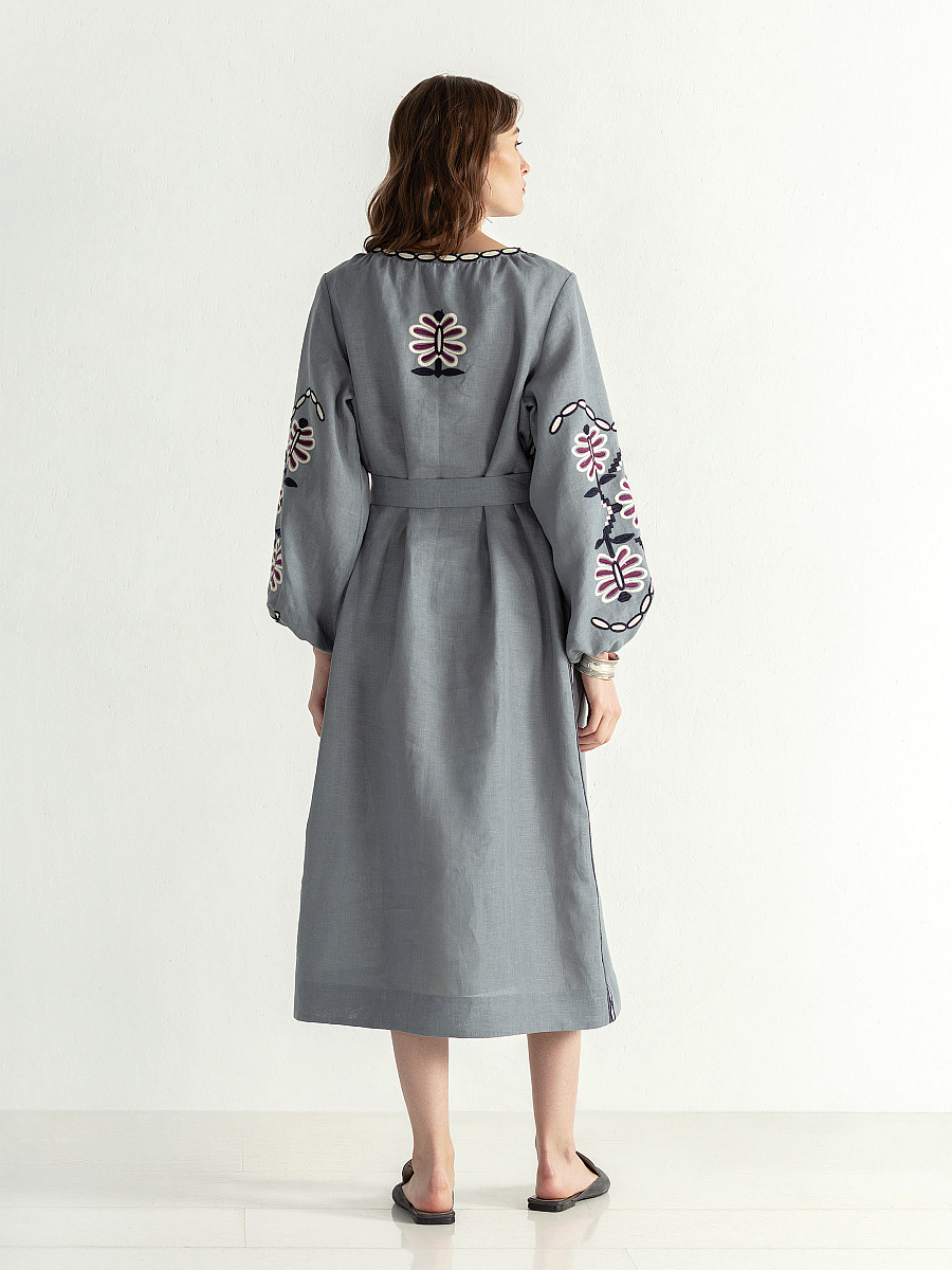 Лляна міді сукня з вишивкою Butterfly Dress [0]