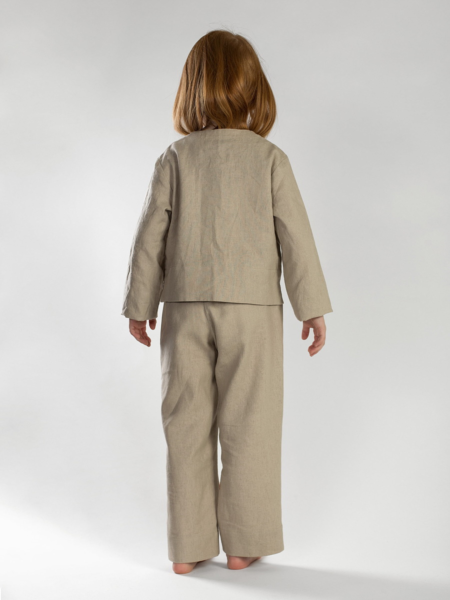 Лляна піжама для дівчинки Dobby Beige [0]