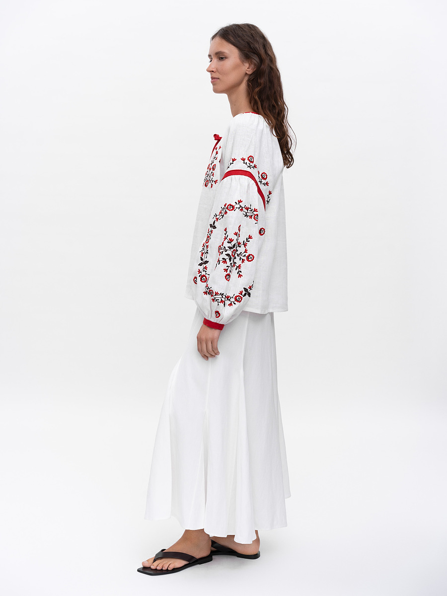 Біла вишиванка вільного крою Svitanok  фото 4