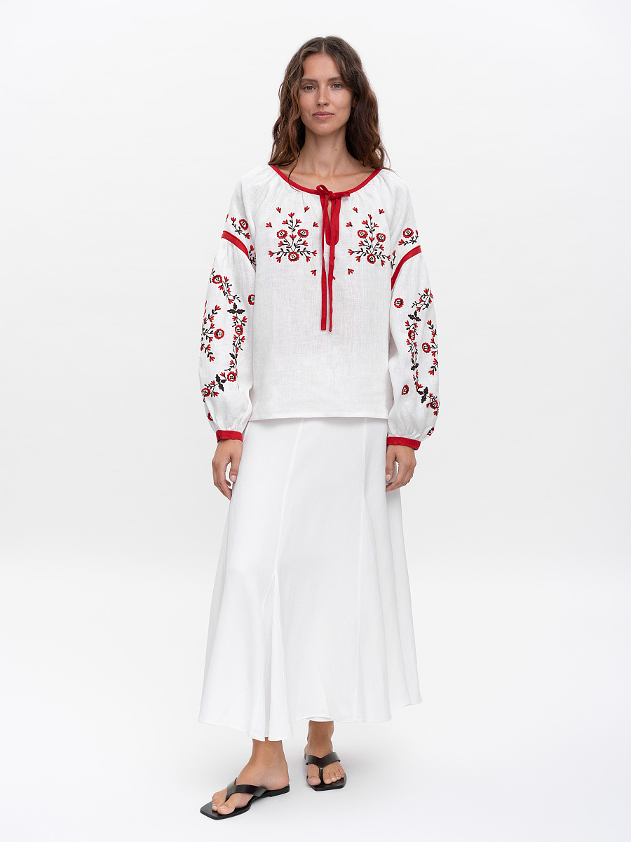 Біла вишиванка вільного крою Svitanok  фото 3