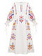 Біла лляна сукня з рослинним орнаментом Sobachko