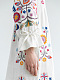 Біла лляна сукня з рослинним орнаментом Sobachko