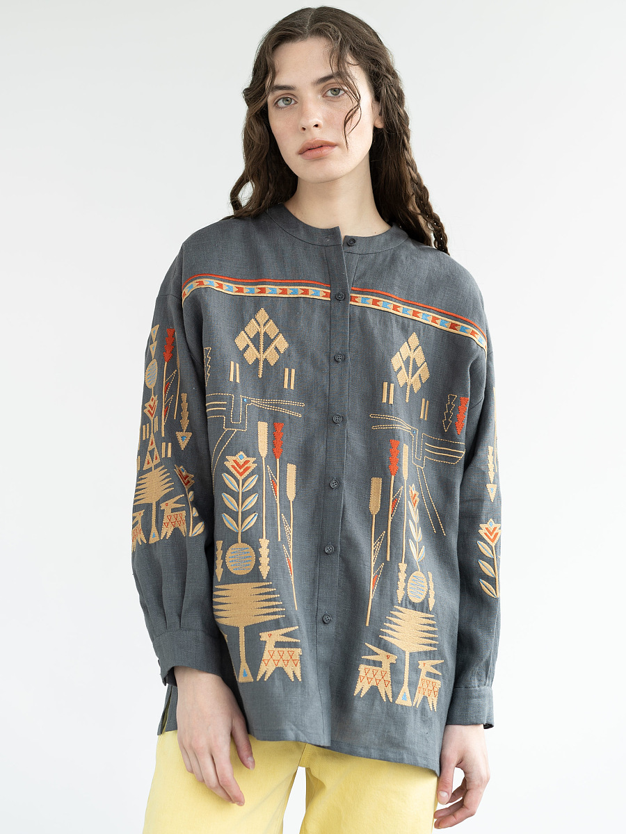 Лляна сорочка з вишивкою Saenko  фото