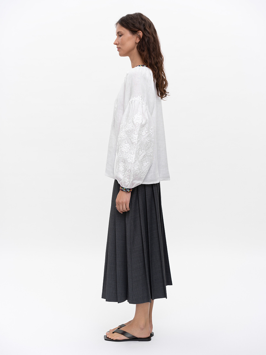 Біла вишиванка з геометричним орнаментом Siayvo  фото 3