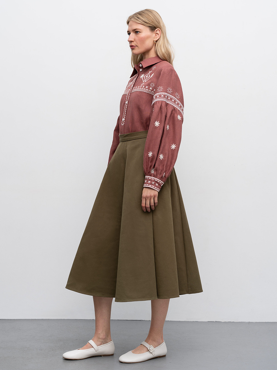 Теракотова лляна сорочка з вишивкою Tsvit Tera  фото 4