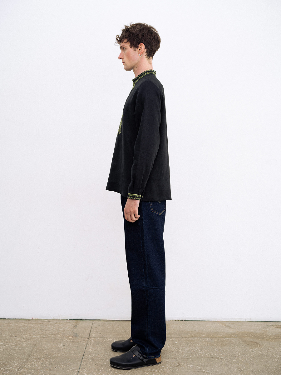 Чоловіча вишиванка з символами Київської Русі 988 Black  фото 3