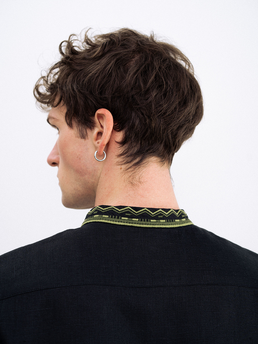 Чоловіча вишиванка з символами Київської Русі 988 Black  фото 4