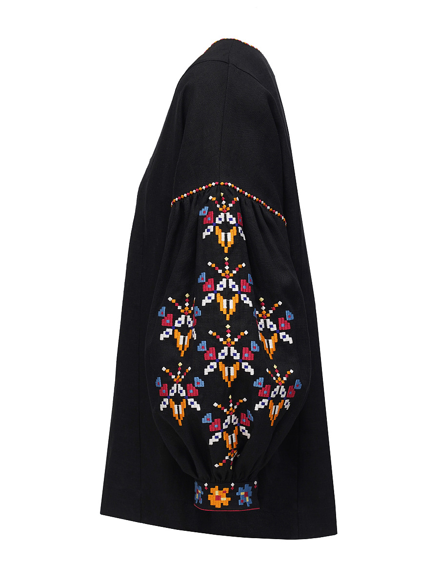 Жіноча вишиванка чорного кольору Zakarpatska  фото 7