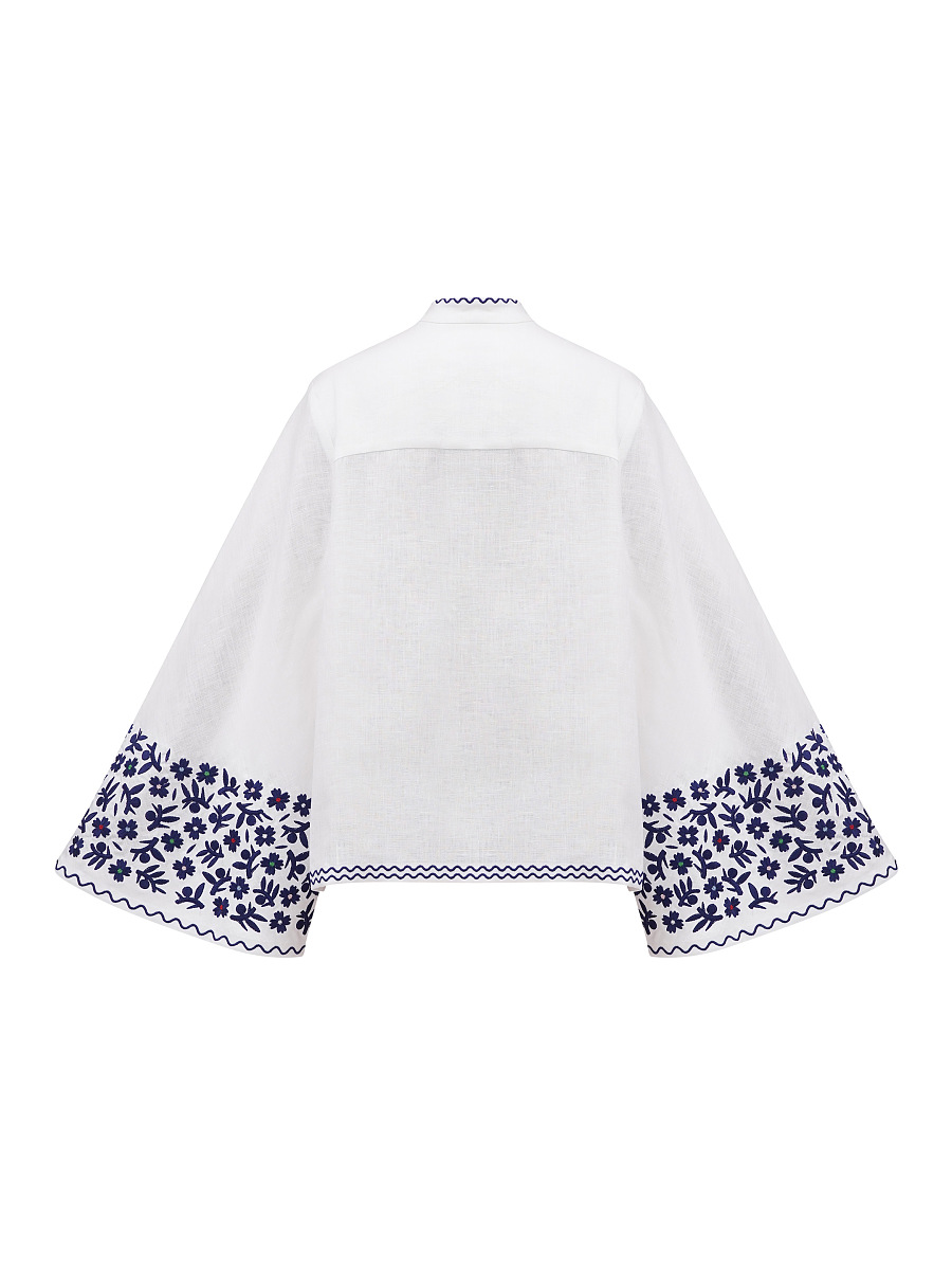 Лляна блуза з широкими рукавами та вишивкою Teren Syniy  фото 8