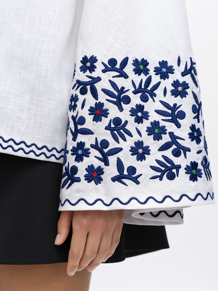 Лляна блуза з широкими рукавами та вишивкою Teren Syniy  фото 4