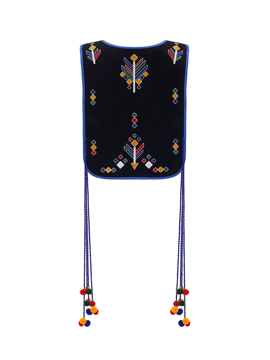 Вовняний вишитий жилет із зав'язками Koza Chorna  фото 7