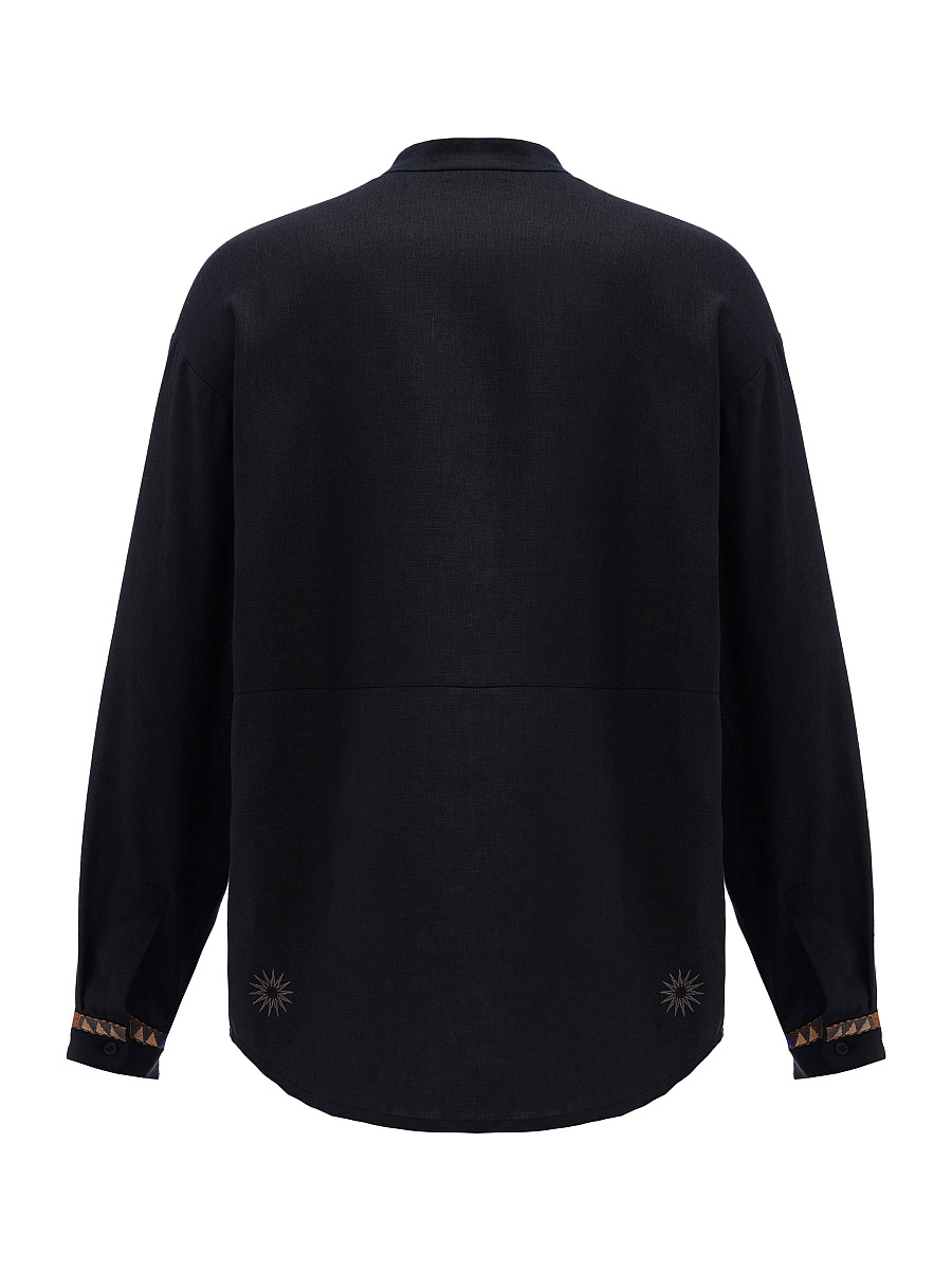 Чоловіча лляна сорочка на ґудзиках з вишивкою "Звір"  фото 7