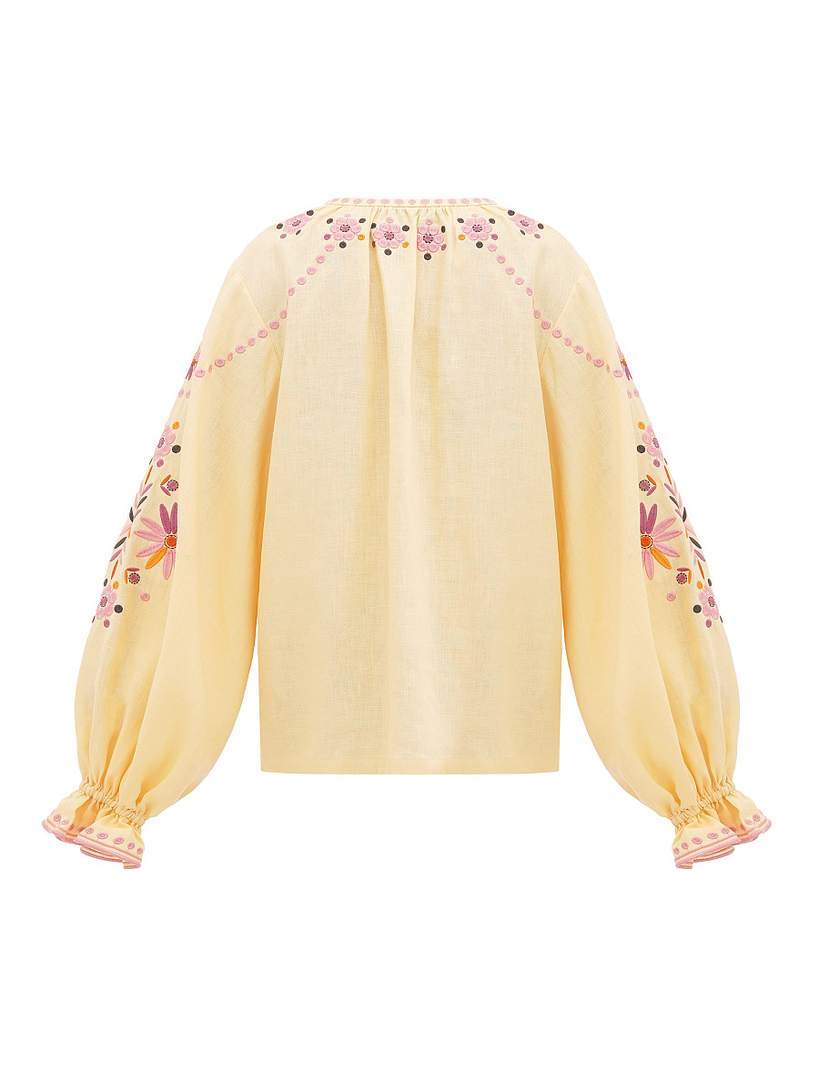 Обʼємна вишита блуза з квітковим орнаментом "Квітень"  фото 9