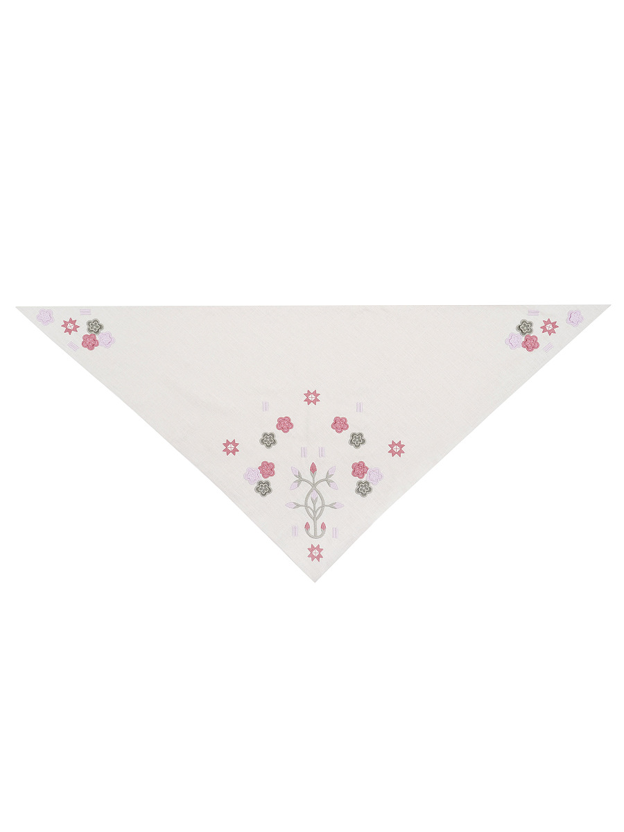 Вишита лляна хустка з рослинним орнаментом "Розмай"  фото 3