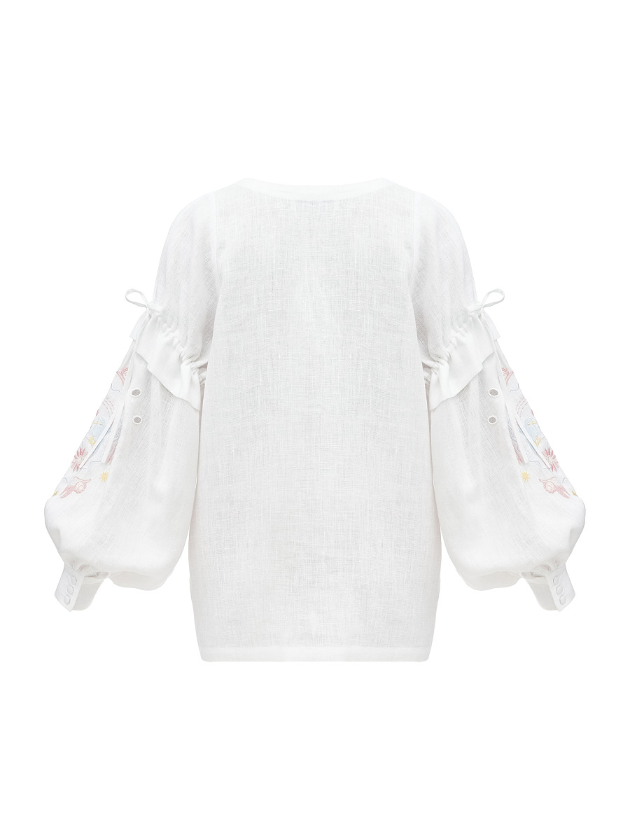 Вишиванка білого кольору з барвистою вишивкою "Поліна"  фото 9