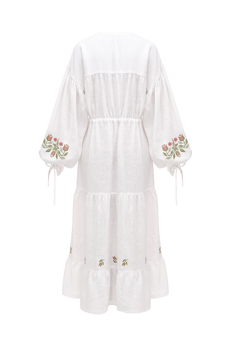 Вишита сукня міді з рослинним орнаментом "Пелагея"  фото 9