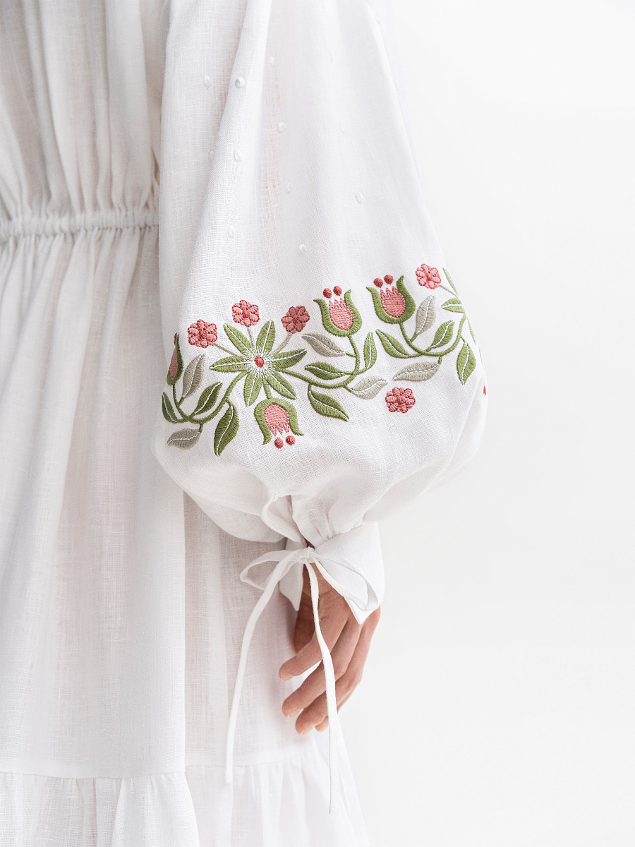 Вишита сукня міді з рослинним орнаментом "Пелагея"  фото 3