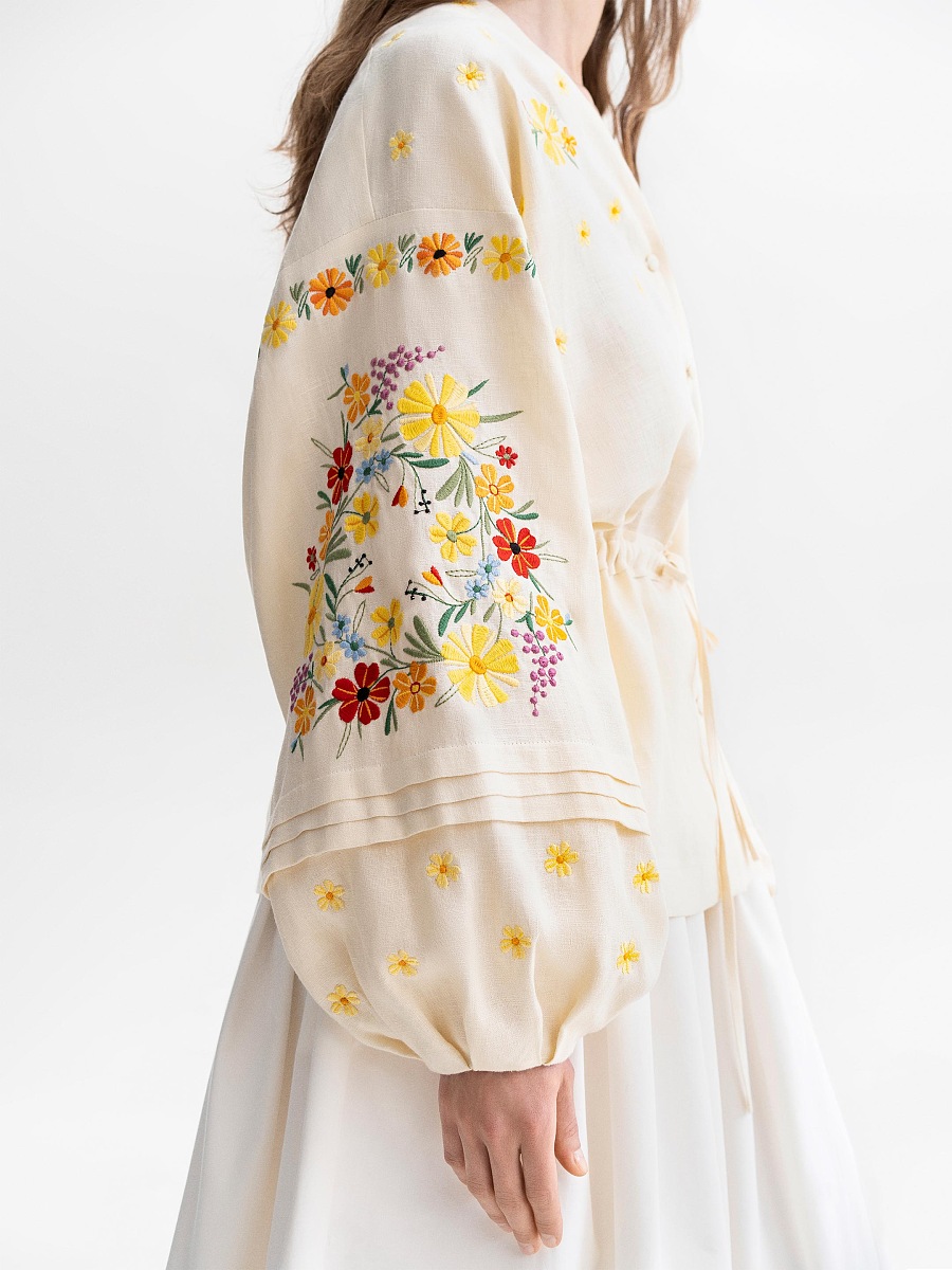 Світла лляна вишиванка "Буджак"  фото 4