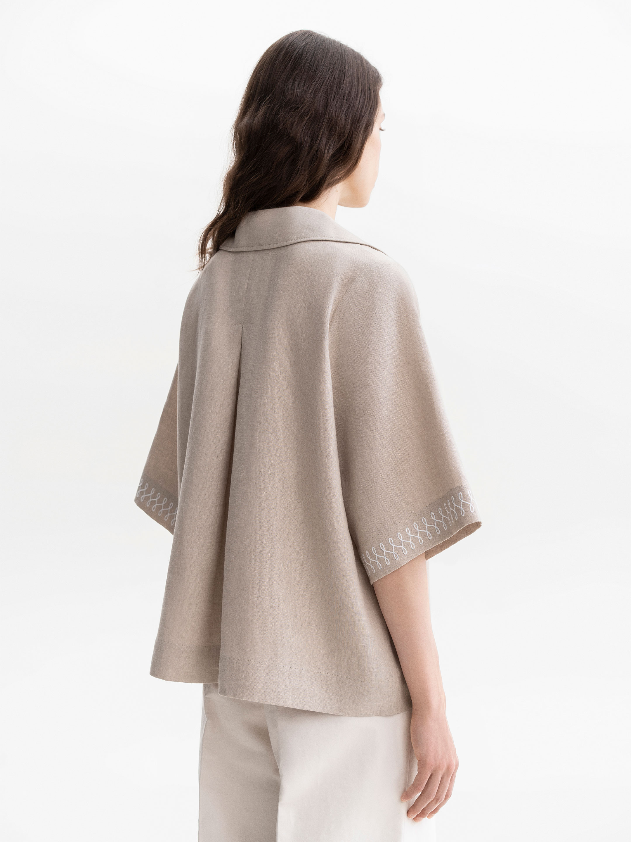 Лляна повсякденна сорочка сірого кольору "Бессарабія" ціна