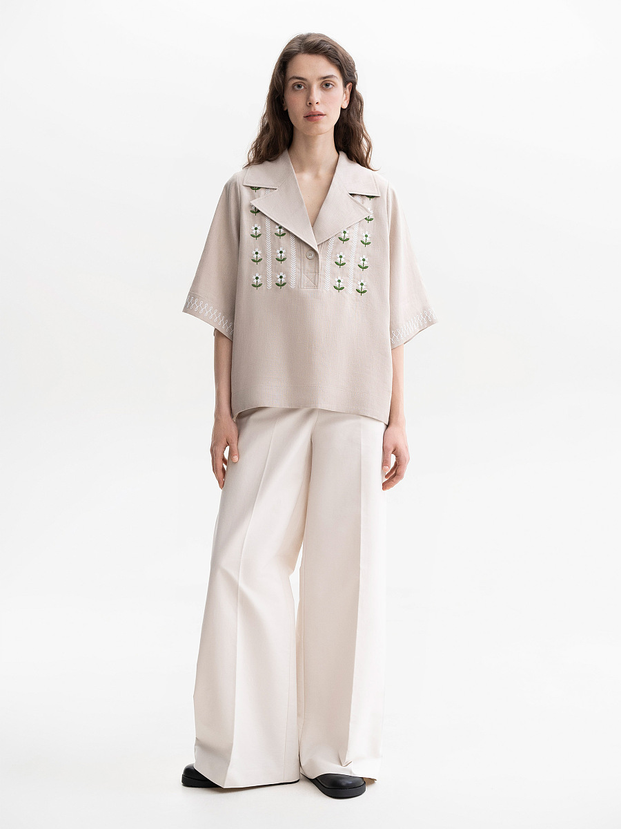 Лляна повсякденна сорочка сірого кольору "Бессарабія"  фото 3