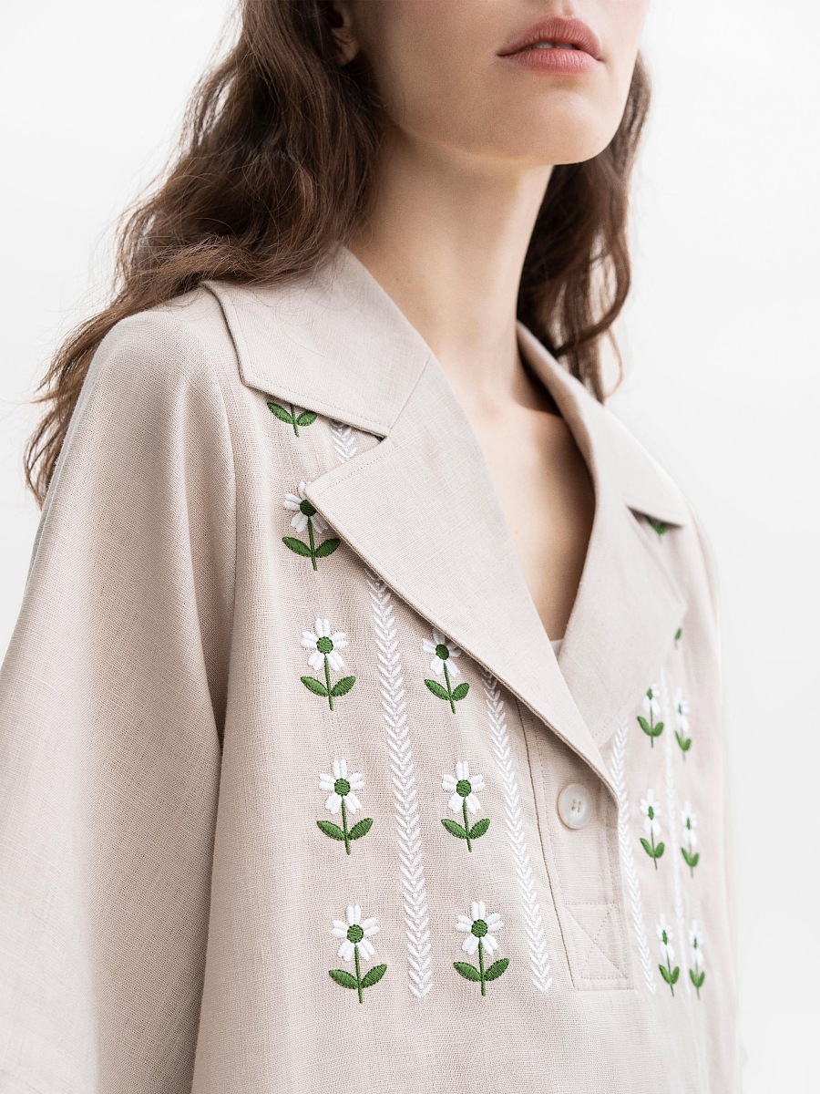 Лляна повсякденна сорочка сірого кольору "Бессарабія"  фото 2