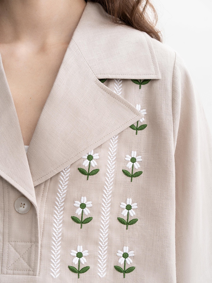 Лляна повсякденна сорочка сірого кольору "Бессарабія"  фото 4