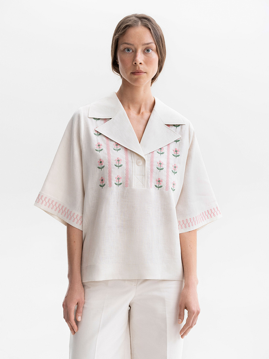 Лляна повсякденна сорочка "Бессарабія" Світла  фото