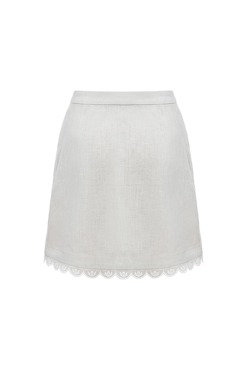 Лляна спідниця сірого кольору з білою вишивкою "Нова Каховка"  фото 6