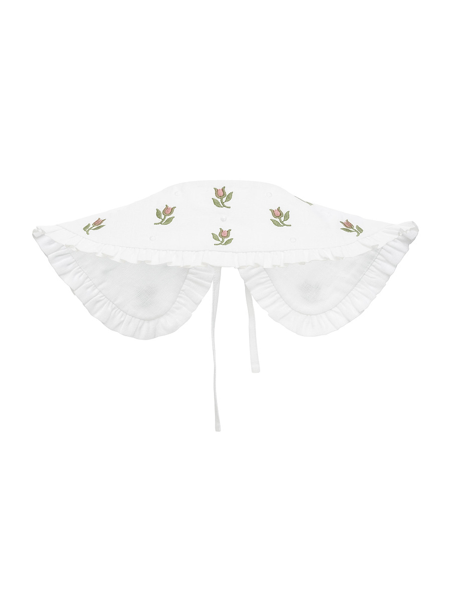 Білий комір з квітковим орнаментом "Пелагея"  фото 7