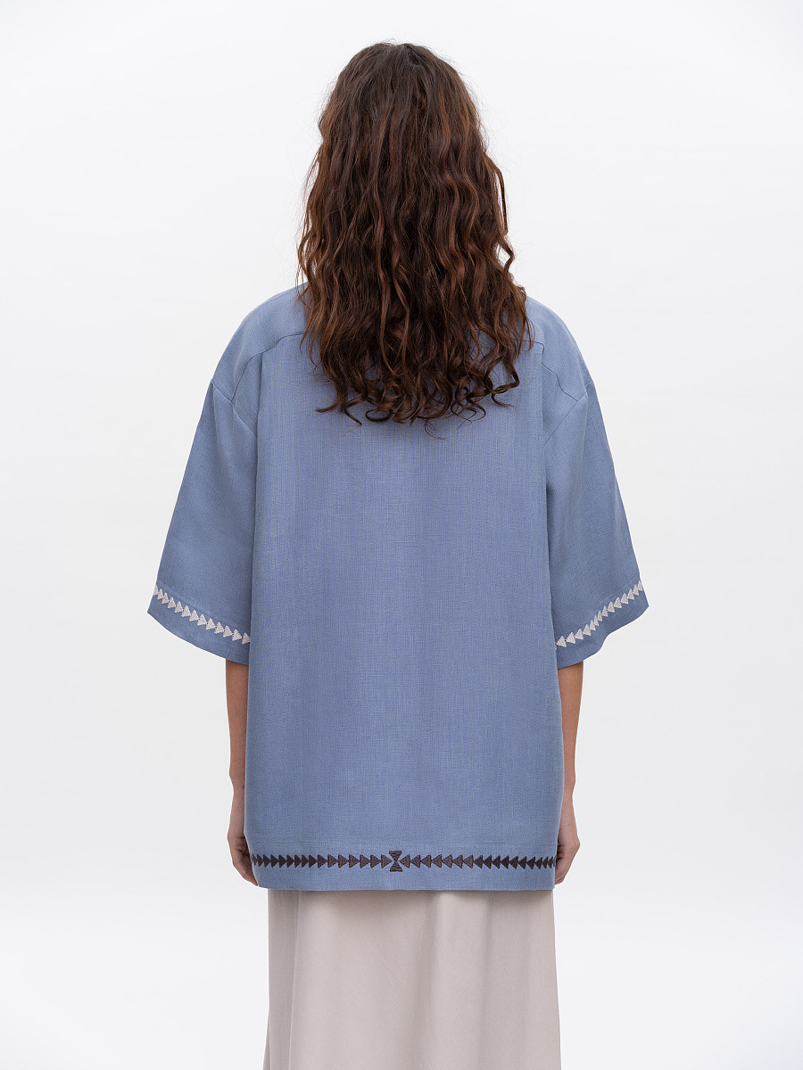 Жіноча вишита сорочка блакитного кольору "Кий"  фото 4