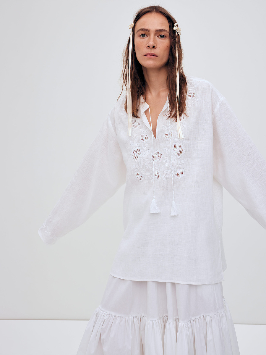 Чоловіча сорочка з білою вишивкою в тон "Вавилон ХХ"  фото 2