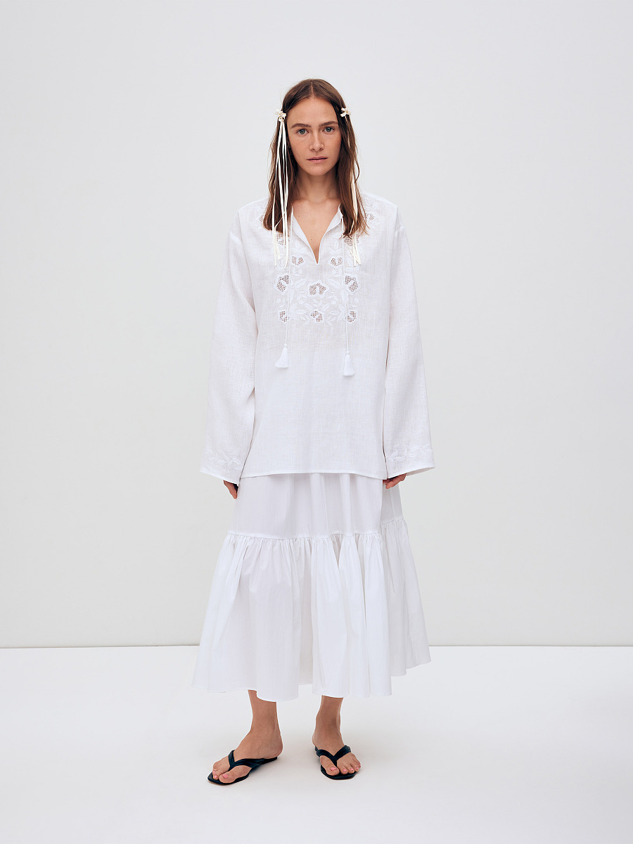 Чоловіча сорочка з білою вишивкою в тон "Вавилон ХХ"  фото 3