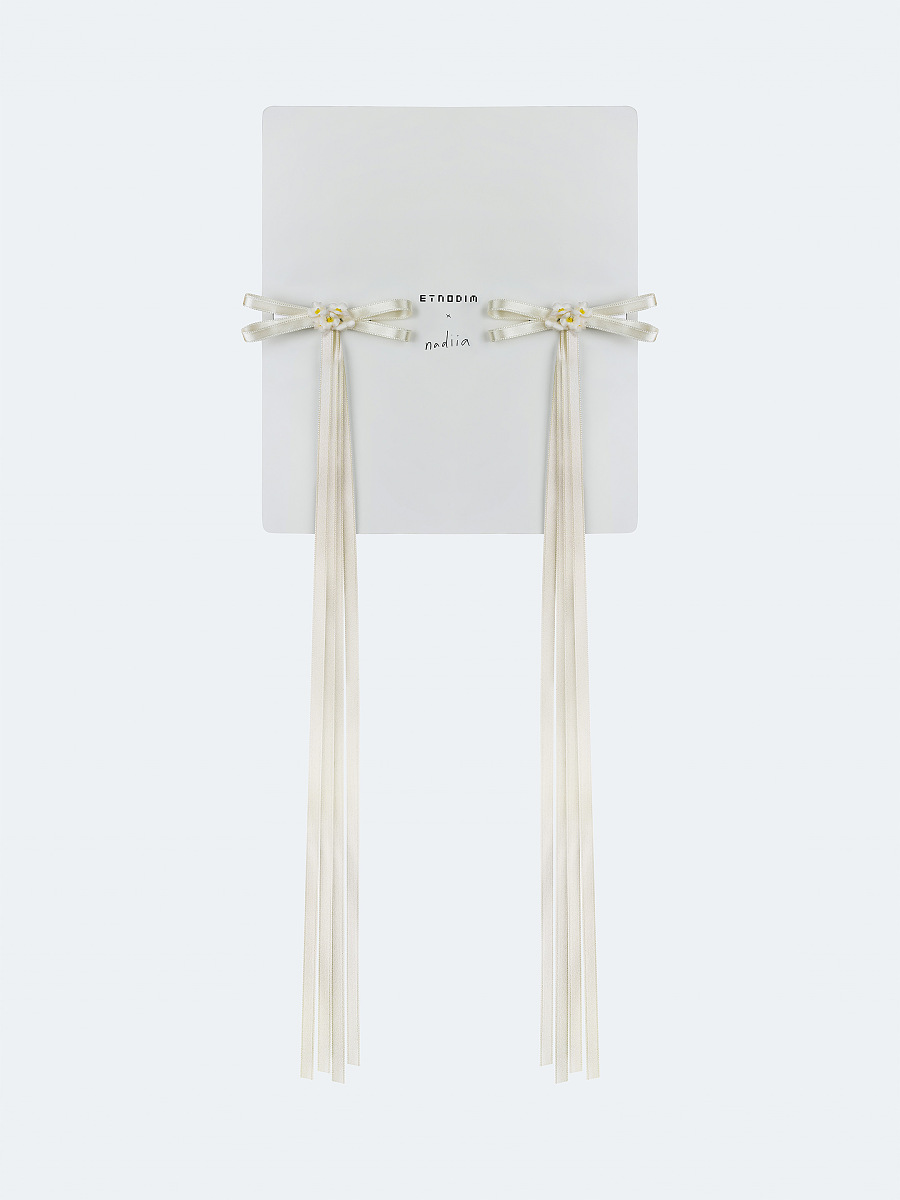 Пара стрічок-заколок молочного кольору "Царівна"  фото 5