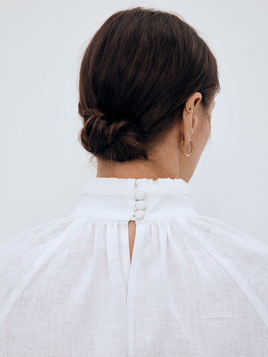 Лляна сорочка з квітковим орнаментом "Букет"  фото 4