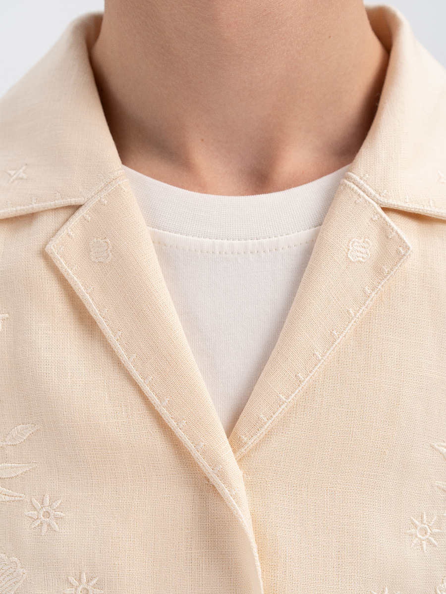 Сорочка кремового кольору з вишивкою в тон "Буркун"  фото 2