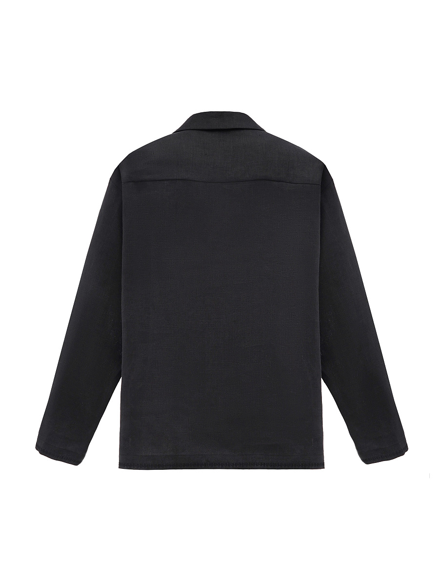 Чорна сорочка з вишивкою в тон "Глід"  фото 15