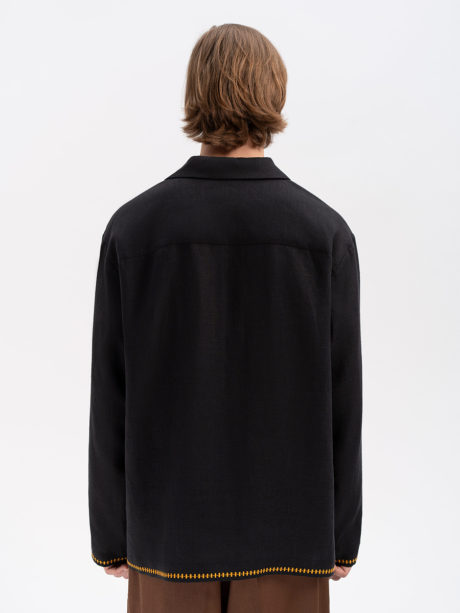 Темна сорочка з кольоровою вишивкою "Глід"  фото 5