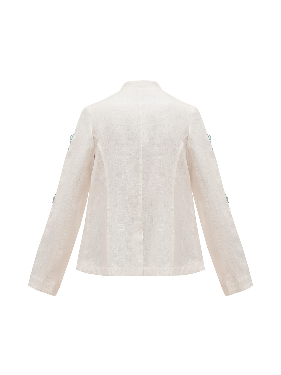 Лляний вишитий жакет молочного кольору "Адокса"  фото 8