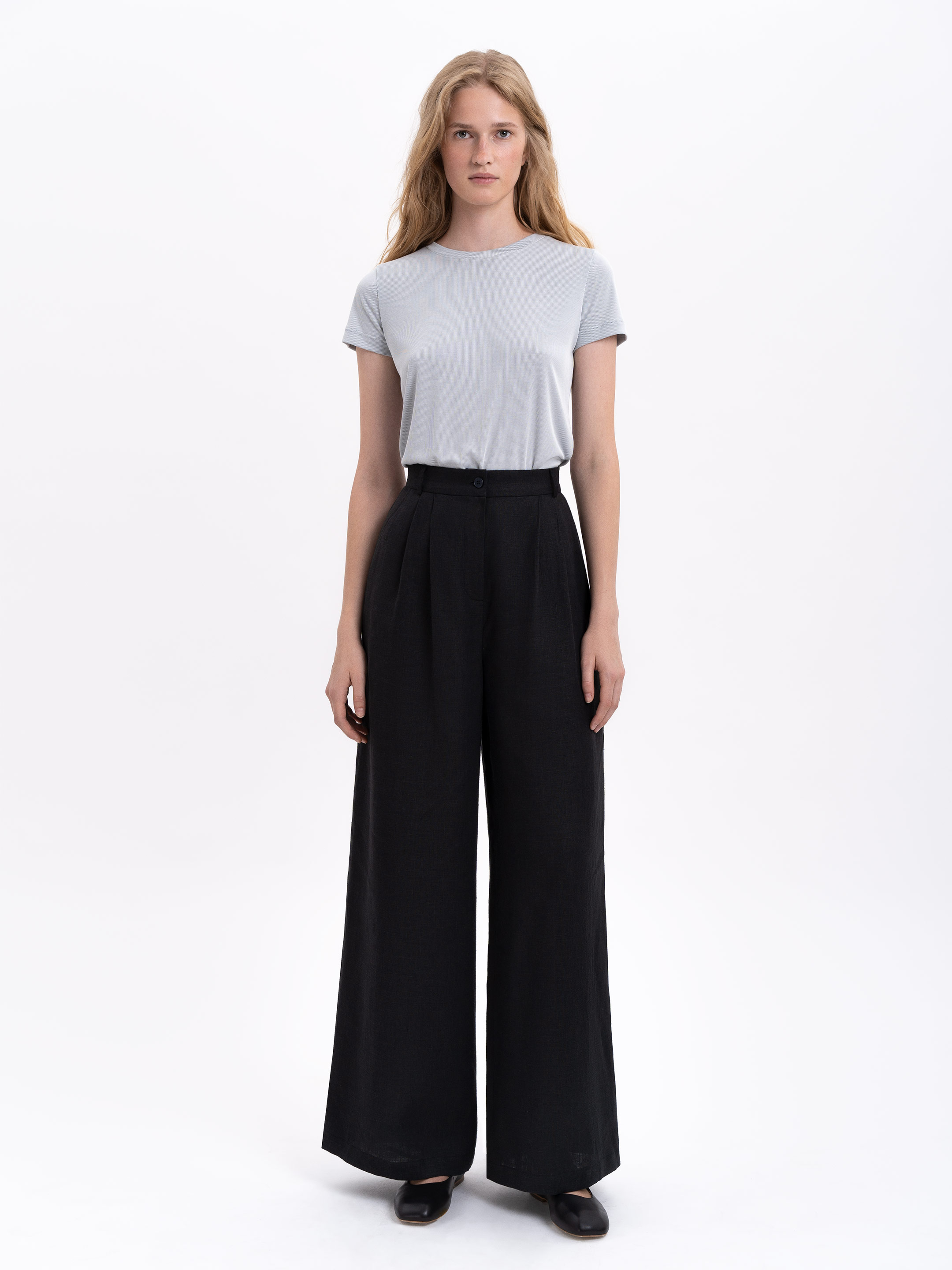 Лляні жіночі штани чорного кольору "Аґрус" купити