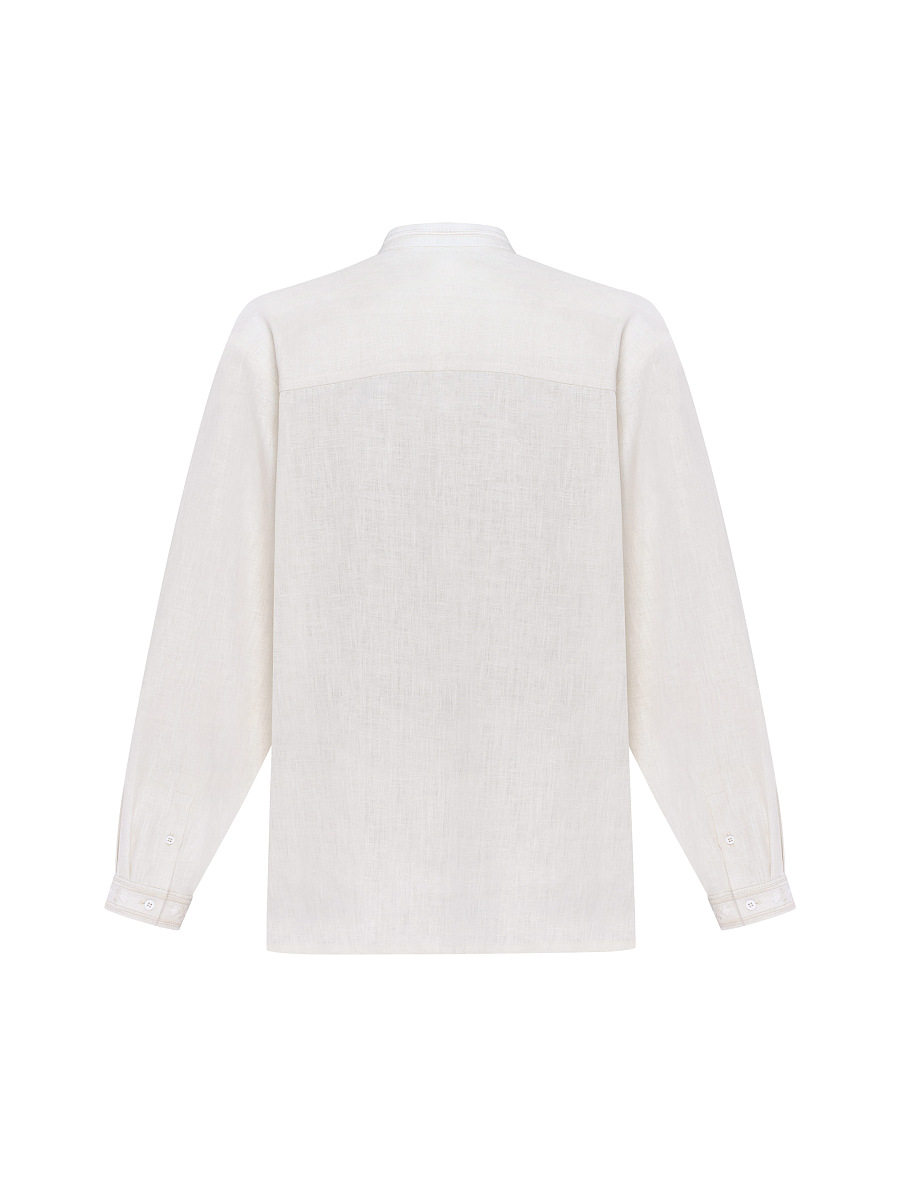 Чоловіча сорочка молочного кольору з вишивкою в тон "Битинський"  фото 7