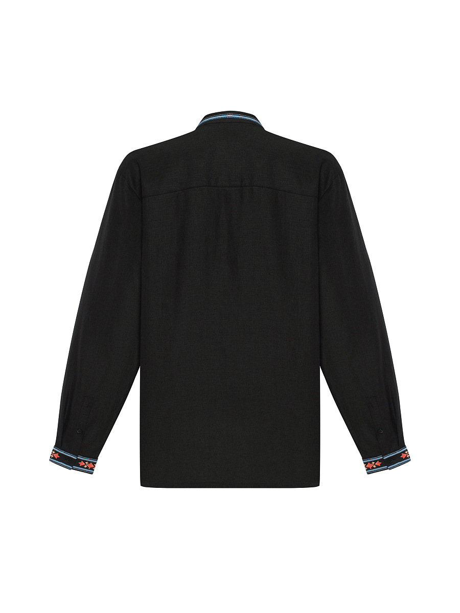 Чоловіча сорочка чорного кольору з рясною вишивкою "Битинський"  фото 7