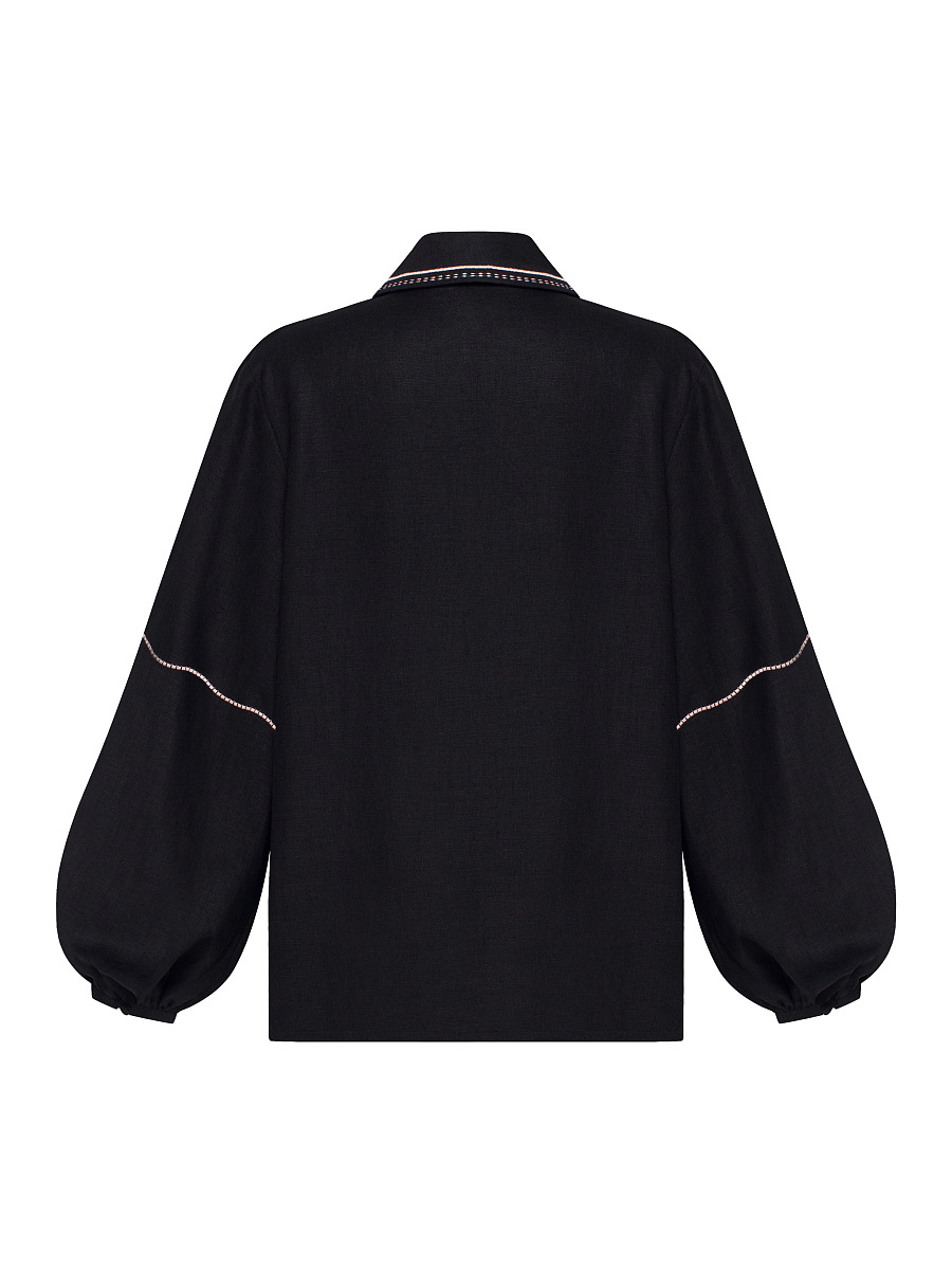 Чорна сорочка з рясною вишивкою "Полиск"  фото 8