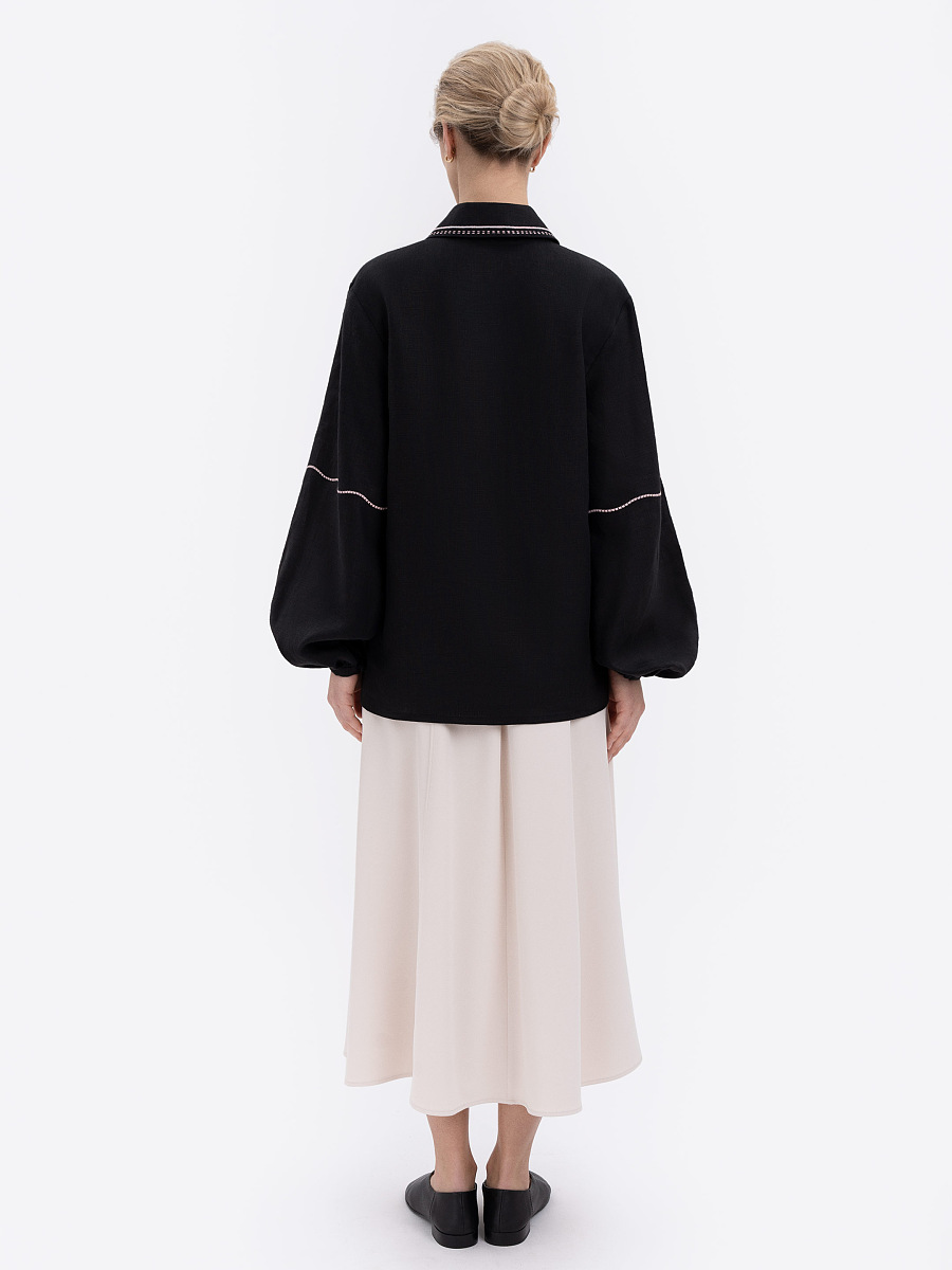 Чорна сорочка з рясною вишивкою "Полиск"  фото 3