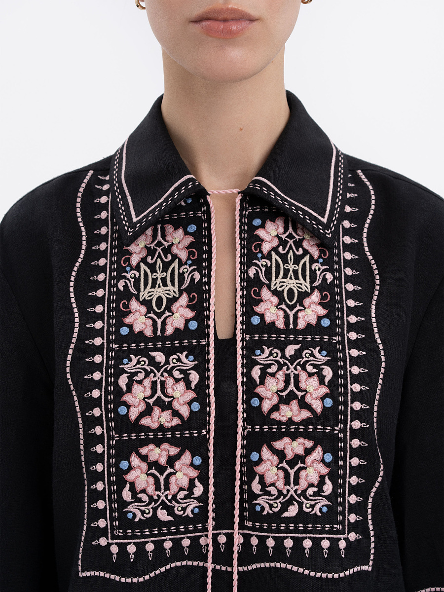 Чорна сорочка з рясною вишивкою "Полиск"  фото 4