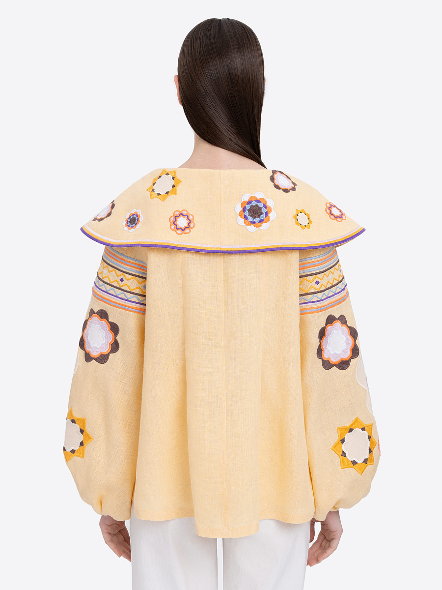 Лляна вишита сорочка з рослинним орнаментом "Липа"  фото 6