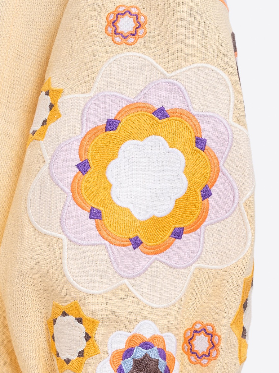 Лляна вишита сорочка з рослинним орнаментом "Липа"  фото 4